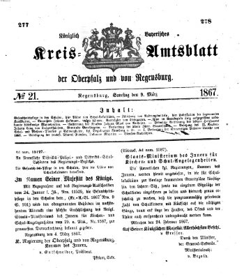 Königlich-bayerisches Kreis-Amtsblatt der Oberpfalz und von Regensburg (Königlich bayerisches Intelligenzblatt für die Oberpfalz und von Regensburg) Samstag 9. März 1867