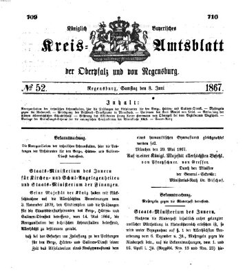 Königlich-bayerisches Kreis-Amtsblatt der Oberpfalz und von Regensburg (Königlich bayerisches Intelligenzblatt für die Oberpfalz und von Regensburg) Samstag 8. Juni 1867