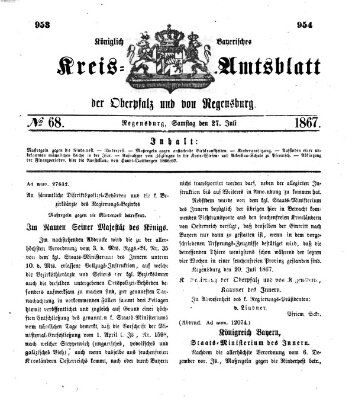 Königlich-bayerisches Kreis-Amtsblatt der Oberpfalz und von Regensburg (Königlich bayerisches Intelligenzblatt für die Oberpfalz und von Regensburg) Samstag 27. Juli 1867