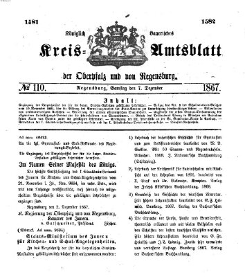 Königlich-bayerisches Kreis-Amtsblatt der Oberpfalz und von Regensburg (Königlich bayerisches Intelligenzblatt für die Oberpfalz und von Regensburg) Samstag 7. Dezember 1867