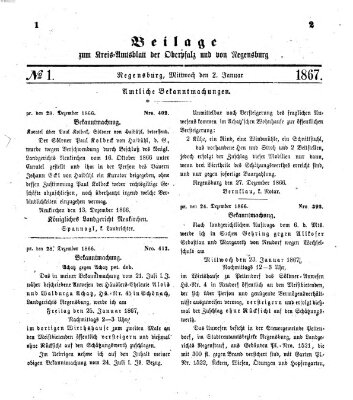 Königlich-bayerisches Kreis-Amtsblatt der Oberpfalz und von Regensburg (Königlich bayerisches Intelligenzblatt für die Oberpfalz und von Regensburg) Mittwoch 2. Januar 1867