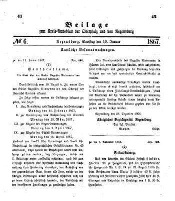 Königlich-bayerisches Kreis-Amtsblatt der Oberpfalz und von Regensburg (Königlich bayerisches Intelligenzblatt für die Oberpfalz und von Regensburg) Samstag 19. Januar 1867