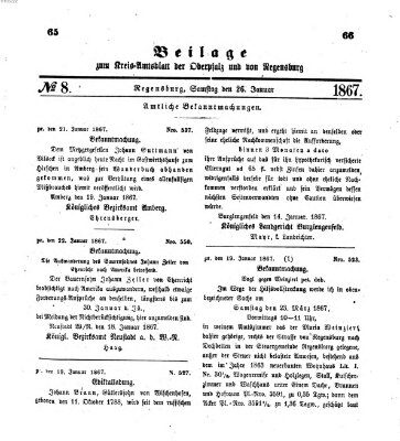 Königlich-bayerisches Kreis-Amtsblatt der Oberpfalz und von Regensburg (Königlich bayerisches Intelligenzblatt für die Oberpfalz und von Regensburg) Samstag 26. Januar 1867