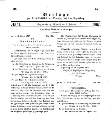 Königlich-bayerisches Kreis-Amtsblatt der Oberpfalz und von Regensburg (Königlich bayerisches Intelligenzblatt für die Oberpfalz und von Regensburg) Mittwoch 6. Februar 1867