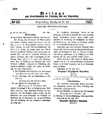 Königlich-bayerisches Kreis-Amtsblatt der Oberpfalz und von Regensburg (Königlich bayerisches Intelligenzblatt für die Oberpfalz und von Regensburg) Samstag 27. Juli 1867