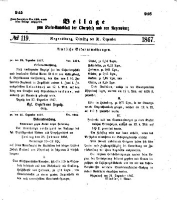 Königlich-bayerisches Kreis-Amtsblatt der Oberpfalz und von Regensburg (Königlich bayerisches Intelligenzblatt für die Oberpfalz und von Regensburg) Dienstag 31. Dezember 1867