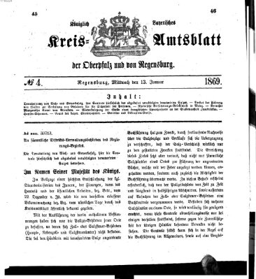 Königlich-bayerisches Kreis-Amtsblatt der Oberpfalz und von Regensburg (Königlich bayerisches Intelligenzblatt für die Oberpfalz und von Regensburg) Mittwoch 13. Januar 1869