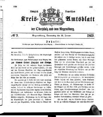 Königlich-bayerisches Kreis-Amtsblatt der Oberpfalz und von Regensburg (Königlich bayerisches Intelligenzblatt für die Oberpfalz und von Regensburg) Donnerstag 28. Januar 1869