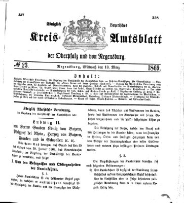 Königlich-bayerisches Kreis-Amtsblatt der Oberpfalz und von Regensburg (Königlich bayerisches Intelligenzblatt für die Oberpfalz und von Regensburg) Mittwoch 10. März 1869