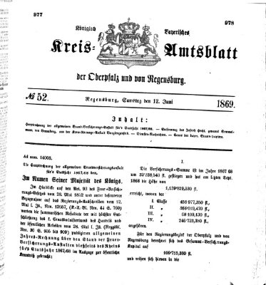 Königlich-bayerisches Kreis-Amtsblatt der Oberpfalz und von Regensburg (Königlich bayerisches Intelligenzblatt für die Oberpfalz und von Regensburg) Samstag 12. Juni 1869