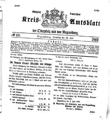 Königlich-bayerisches Kreis-Amtsblatt der Oberpfalz und von Regensburg (Königlich bayerisches Intelligenzblatt für die Oberpfalz und von Regensburg) Samstag 10. Juli 1869