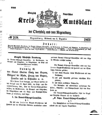 Königlich-bayerisches Kreis-Amtsblatt der Oberpfalz und von Regensburg (Königlich bayerisches Intelligenzblatt für die Oberpfalz und von Regensburg) Mittwoch 8. Dezember 1869