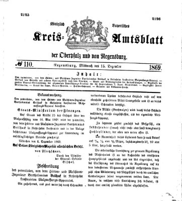 Königlich-bayerisches Kreis-Amtsblatt der Oberpfalz und von Regensburg (Königlich bayerisches Intelligenzblatt für die Oberpfalz und von Regensburg) Mittwoch 15. Dezember 1869