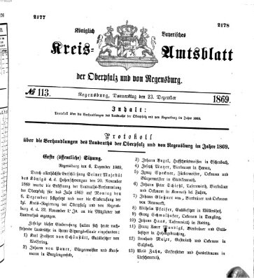 Königlich-bayerisches Kreis-Amtsblatt der Oberpfalz und von Regensburg (Königlich bayerisches Intelligenzblatt für die Oberpfalz und von Regensburg) Donnerstag 23. Dezember 1869