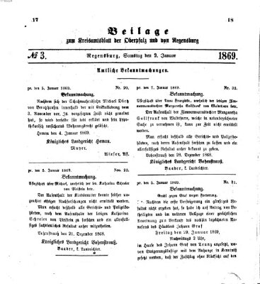 Königlich-bayerisches Kreis-Amtsblatt der Oberpfalz und von Regensburg (Königlich bayerisches Intelligenzblatt für die Oberpfalz und von Regensburg) Samstag 9. Januar 1869