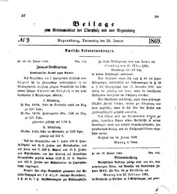 Königlich-bayerisches Kreis-Amtsblatt der Oberpfalz und von Regensburg (Königlich bayerisches Intelligenzblatt für die Oberpfalz und von Regensburg) Donnerstag 28. Januar 1869