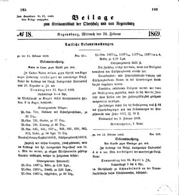 Königlich-bayerisches Kreis-Amtsblatt der Oberpfalz und von Regensburg (Königlich bayerisches Intelligenzblatt für die Oberpfalz und von Regensburg) Mittwoch 24. Februar 1869