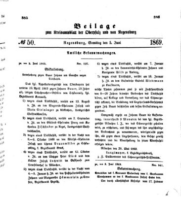 Königlich-bayerisches Kreis-Amtsblatt der Oberpfalz und von Regensburg (Königlich bayerisches Intelligenzblatt für die Oberpfalz und von Regensburg) Samstag 5. Juni 1869