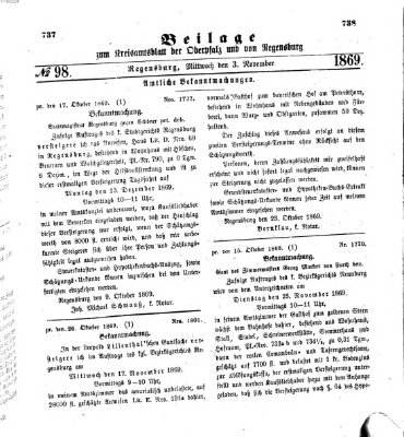 Königlich-bayerisches Kreis-Amtsblatt der Oberpfalz und von Regensburg (Königlich bayerisches Intelligenzblatt für die Oberpfalz und von Regensburg) Mittwoch 3. November 1869