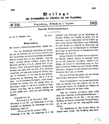 Königlich-bayerisches Kreis-Amtsblatt der Oberpfalz und von Regensburg (Königlich bayerisches Intelligenzblatt für die Oberpfalz und von Regensburg) Mittwoch 1. Dezember 1869