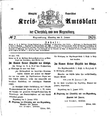 Königlich-bayerisches Kreis-Amtsblatt der Oberpfalz und von Regensburg (Königlich bayerisches Intelligenzblatt für die Oberpfalz und von Regensburg) Samstag 8. Januar 1870