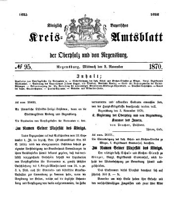 Königlich-bayerisches Kreis-Amtsblatt der Oberpfalz und von Regensburg (Königlich bayerisches Intelligenzblatt für die Oberpfalz und von Regensburg) Mittwoch 9. November 1870