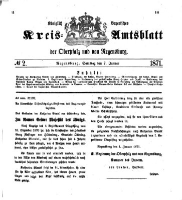 Königlich-bayerisches Kreis-Amtsblatt der Oberpfalz und von Regensburg (Königlich bayerisches Intelligenzblatt für die Oberpfalz und von Regensburg) Samstag 7. Januar 1871