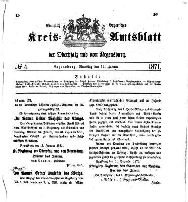 Königlich-bayerisches Kreis-Amtsblatt der Oberpfalz und von Regensburg (Königlich bayerisches Intelligenzblatt für die Oberpfalz und von Regensburg) Samstag 14. Januar 1871