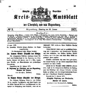 Königlich-bayerisches Kreis-Amtsblatt der Oberpfalz und von Regensburg (Königlich bayerisches Intelligenzblatt für die Oberpfalz und von Regensburg) Samstag 28. Januar 1871