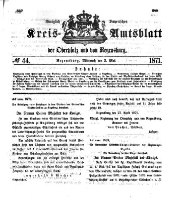 Königlich-bayerisches Kreis-Amtsblatt der Oberpfalz und von Regensburg (Königlich bayerisches Intelligenzblatt für die Oberpfalz und von Regensburg) Mittwoch 3. Mai 1871