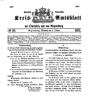 Königlich-bayerisches Kreis-Amtsblatt der Oberpfalz und von Regensburg (Königlich bayerisches Intelligenzblatt für die Oberpfalz und von Regensburg) Mittwoch 4. Oktober 1871