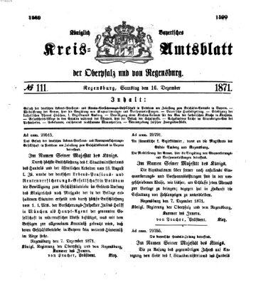 Königlich-bayerisches Kreis-Amtsblatt der Oberpfalz und von Regensburg (Königlich bayerisches Intelligenzblatt für die Oberpfalz und von Regensburg) Samstag 16. Dezember 1871