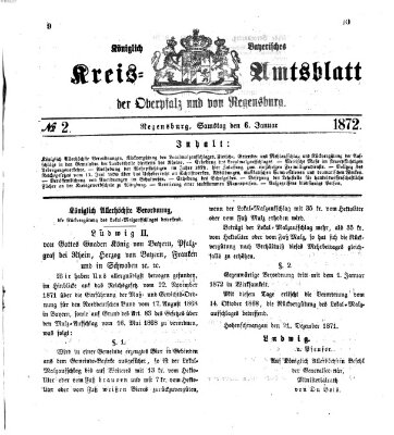 Königlich-bayerisches Kreis-Amtsblatt der Oberpfalz und von Regensburg (Königlich bayerisches Intelligenzblatt für die Oberpfalz und von Regensburg) Samstag 6. Januar 1872