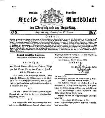 Königlich-bayerisches Kreis-Amtsblatt der Oberpfalz und von Regensburg (Königlich bayerisches Intelligenzblatt für die Oberpfalz und von Regensburg) Samstag 27. Januar 1872