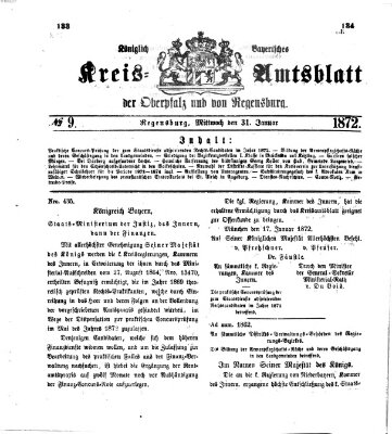 Königlich-bayerisches Kreis-Amtsblatt der Oberpfalz und von Regensburg (Königlich bayerisches Intelligenzblatt für die Oberpfalz und von Regensburg) Mittwoch 31. Januar 1872