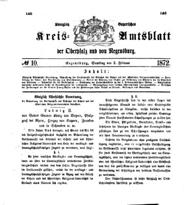 Königlich-bayerisches Kreis-Amtsblatt der Oberpfalz und von Regensburg (Königlich bayerisches Intelligenzblatt für die Oberpfalz und von Regensburg) Samstag 3. Februar 1872