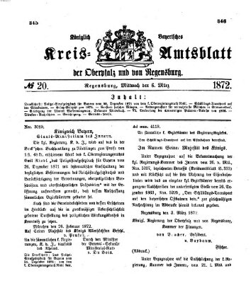 Königlich-bayerisches Kreis-Amtsblatt der Oberpfalz und von Regensburg (Königlich bayerisches Intelligenzblatt für die Oberpfalz und von Regensburg) Mittwoch 6. März 1872