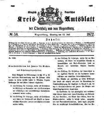 Königlich-bayerisches Kreis-Amtsblatt der Oberpfalz und von Regensburg (Königlich bayerisches Intelligenzblatt für die Oberpfalz und von Regensburg) Samstag 13. Juli 1872