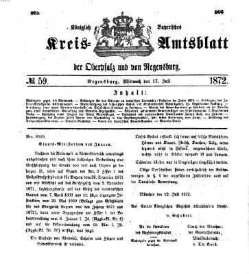 Königlich-bayerisches Kreis-Amtsblatt der Oberpfalz und von Regensburg (Königlich bayerisches Intelligenzblatt für die Oberpfalz und von Regensburg) Mittwoch 17. Juli 1872