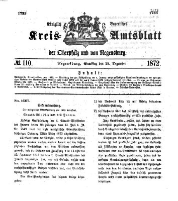 Königlich-bayerisches Kreis-Amtsblatt der Oberpfalz und von Regensburg (Königlich bayerisches Intelligenzblatt für die Oberpfalz und von Regensburg) Samstag 28. Dezember 1872