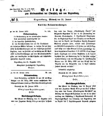 Königlich-bayerisches Kreis-Amtsblatt der Oberpfalz und von Regensburg (Königlich bayerisches Intelligenzblatt für die Oberpfalz und von Regensburg) Mittwoch 31. Januar 1872