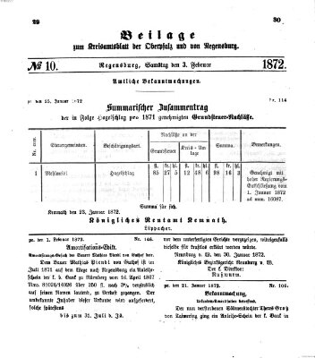 Königlich-bayerisches Kreis-Amtsblatt der Oberpfalz und von Regensburg (Königlich bayerisches Intelligenzblatt für die Oberpfalz und von Regensburg) Samstag 3. Februar 1872