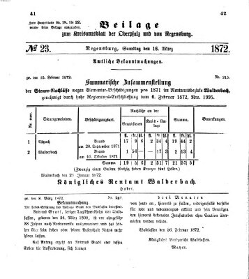 Königlich-bayerisches Kreis-Amtsblatt der Oberpfalz und von Regensburg (Königlich bayerisches Intelligenzblatt für die Oberpfalz und von Regensburg) Freitag 16. Februar 1872