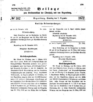 Königlich-bayerisches Kreis-Amtsblatt der Oberpfalz und von Regensburg (Königlich bayerisches Intelligenzblatt für die Oberpfalz und von Regensburg) Samstag 7. Dezember 1872