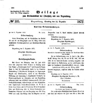 Königlich-bayerisches Kreis-Amtsblatt der Oberpfalz und von Regensburg (Königlich bayerisches Intelligenzblatt für die Oberpfalz und von Regensburg) Samstag 14. Dezember 1872