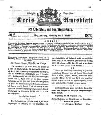 Königlich-bayerisches Kreis-Amtsblatt der Oberpfalz und von Regensburg (Königlich bayerisches Intelligenzblatt für die Oberpfalz und von Regensburg) Samstag 4. Januar 1873