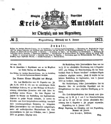 Königlich-bayerisches Kreis-Amtsblatt der Oberpfalz und von Regensburg (Königlich bayerisches Intelligenzblatt für die Oberpfalz und von Regensburg) Mittwoch 8. Januar 1873