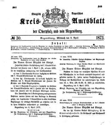 Königlich-bayerisches Kreis-Amtsblatt der Oberpfalz und von Regensburg (Königlich bayerisches Intelligenzblatt für die Oberpfalz und von Regensburg) Mittwoch 9. April 1873