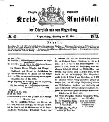 Königlich-bayerisches Kreis-Amtsblatt der Oberpfalz und von Regensburg (Königlich bayerisches Intelligenzblatt für die Oberpfalz und von Regensburg) Samstag 17. Mai 1873