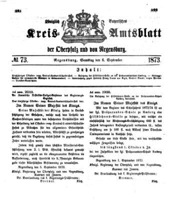 Königlich-bayerisches Kreis-Amtsblatt der Oberpfalz und von Regensburg (Königlich bayerisches Intelligenzblatt für die Oberpfalz und von Regensburg) Samstag 6. September 1873